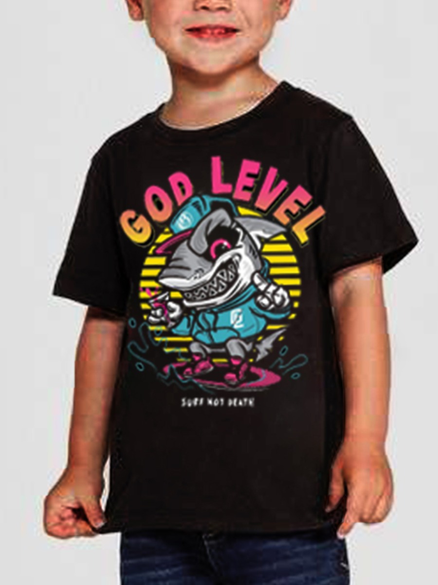 

Lovely Boy Casual Letter Graffiti Print Black T-shirt