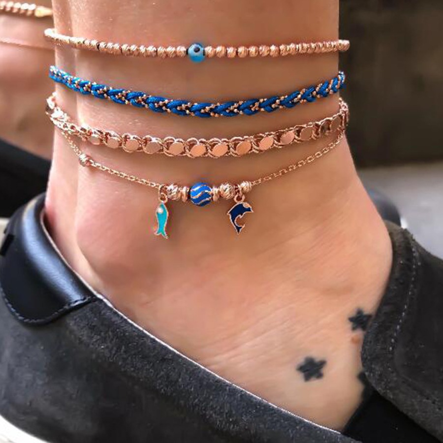 

Lovely Street Dolphin Decoration Blue 4-piece Body Chain