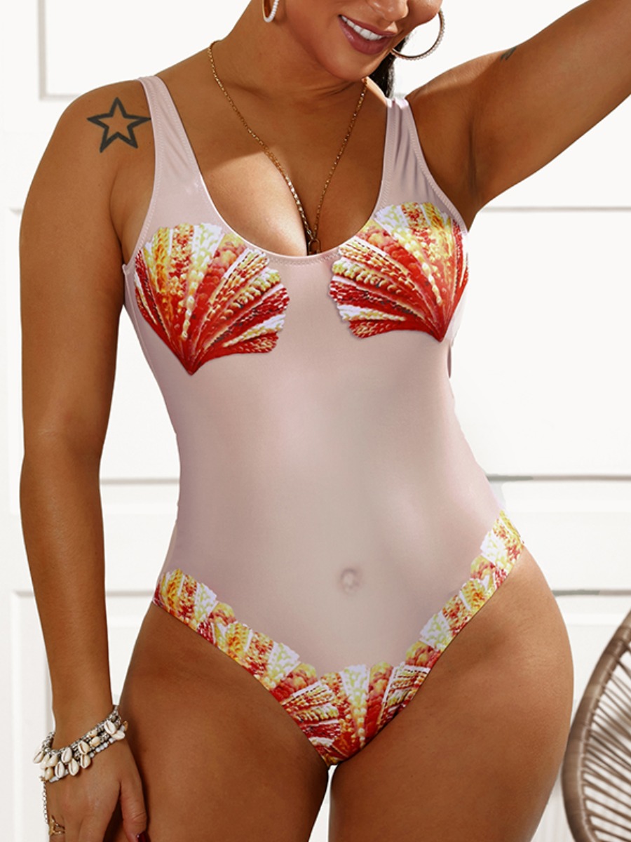 

Lovely Boho Mesh Fruit Print Croci One-piece Swimsuit