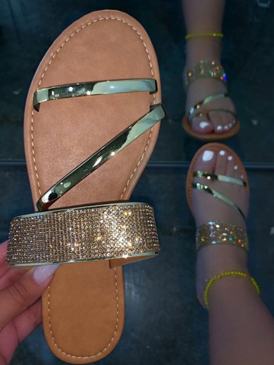 

LW Street Sequined Gold Sandals