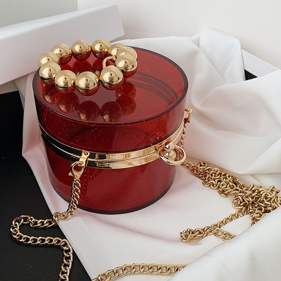 

Lovely Stylish See-through Ball-shaped Decoration Red Crossbody Bag