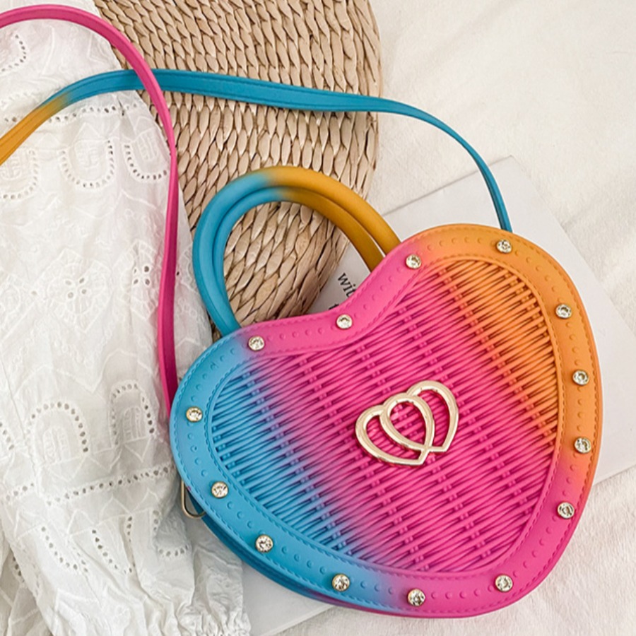 

Lovely Casual Heart-shaped Button Decoration Multicolor Crossbody Bag, Multi