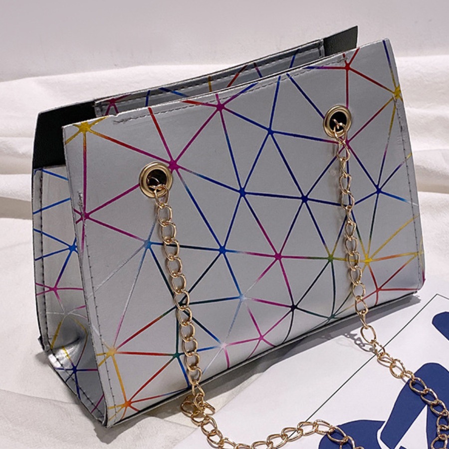 

Lovely Casual Geometric Print Chain Strap Silver Crossbody Bags
