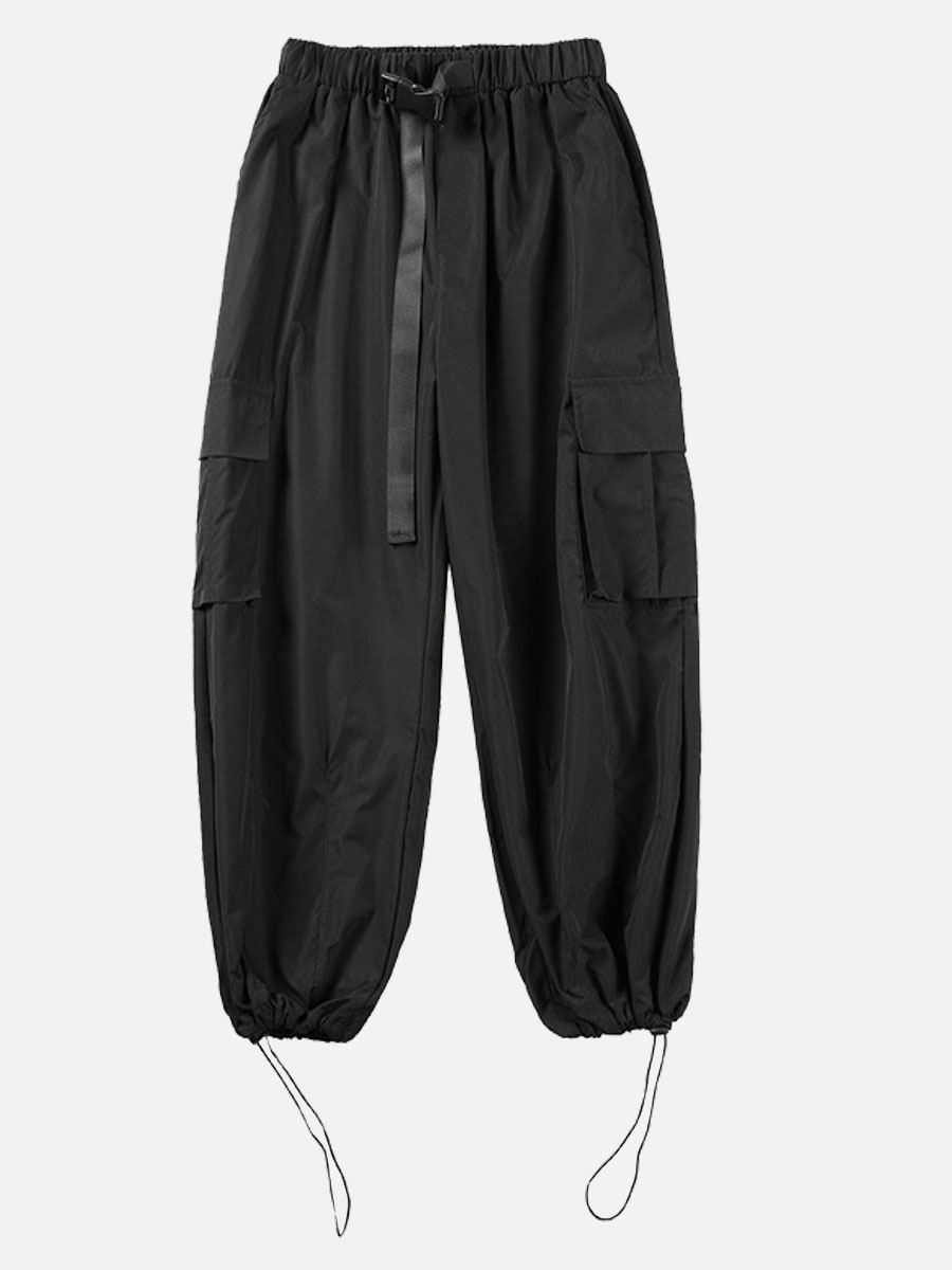

Lovely Men Street Fold Design Drawstring Black Pants