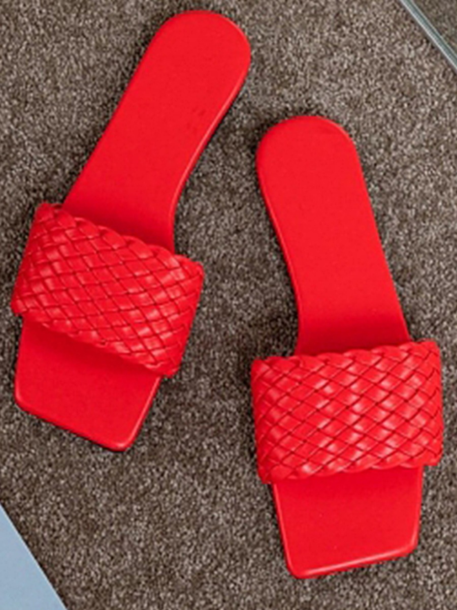 

Lovely Casual Plaid Pattern Red Slippers
