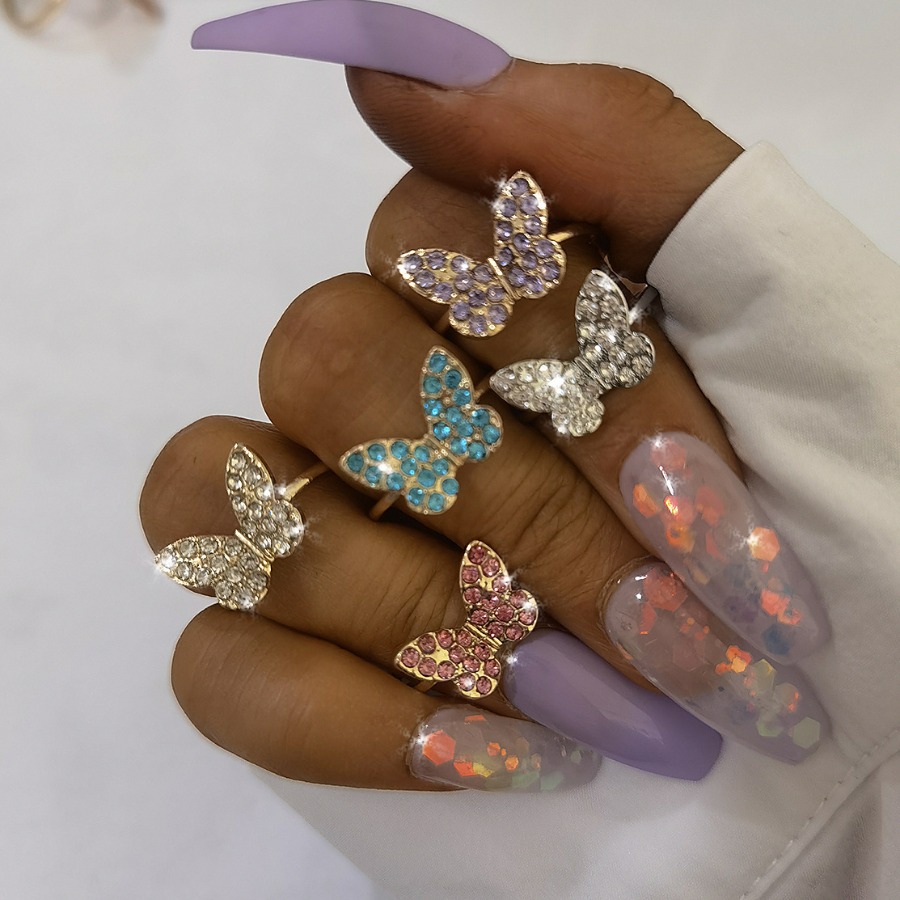 

Lovely Casual Butterfly Gold 5-piece Ring