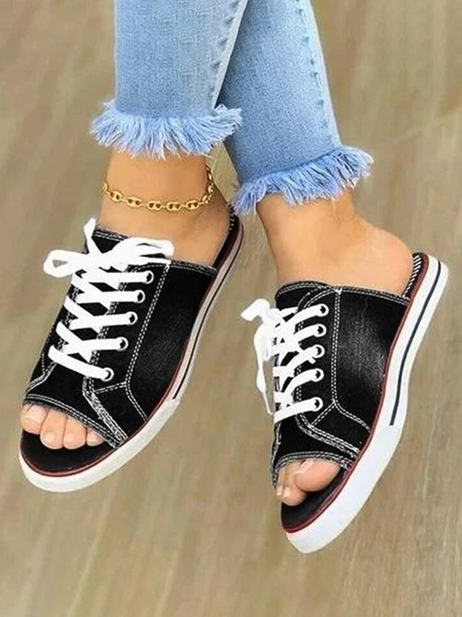 

LW BASICS Casual Fish Mouth Black Flats