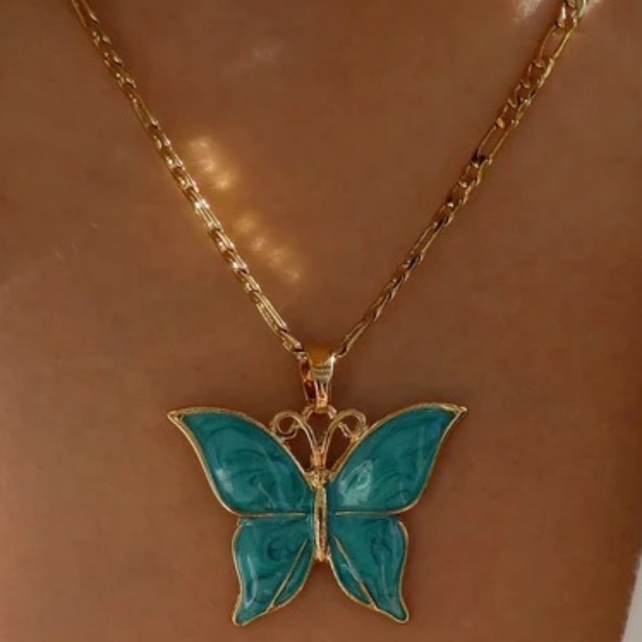 

Lovely Casual Butterfly Green Necklace