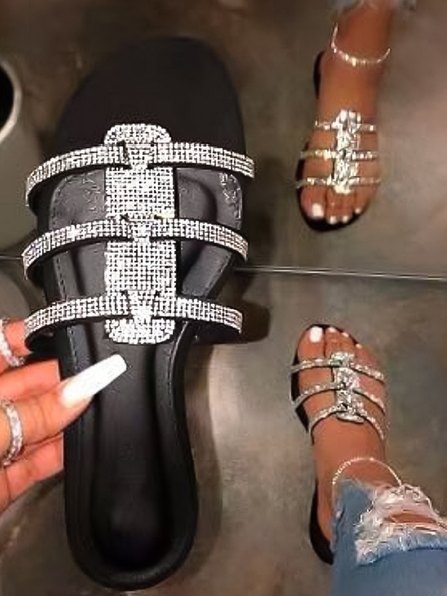 

LW Casual Sequined Black Slippers
