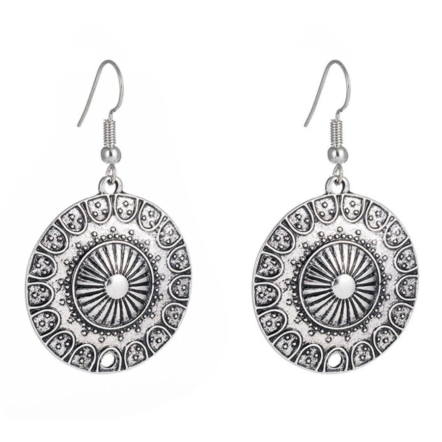 

Lovely Casual Coin Grey Earring