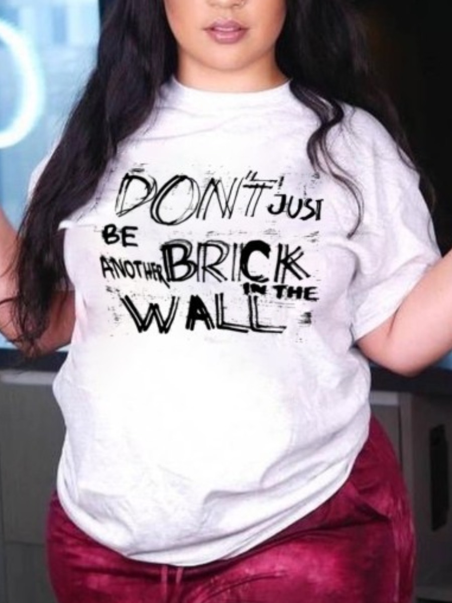 

Lovely Street O Neck Letter Print White T-shirt