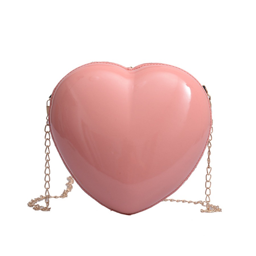 

Lovely Street Heart-shaped Chain Decoration Pink Crossbody Bag