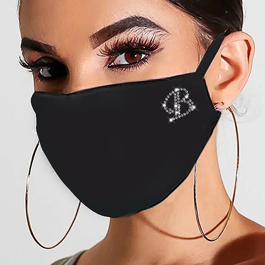 

Lovely Casual Sequined Letter Carbon Black Face Mask