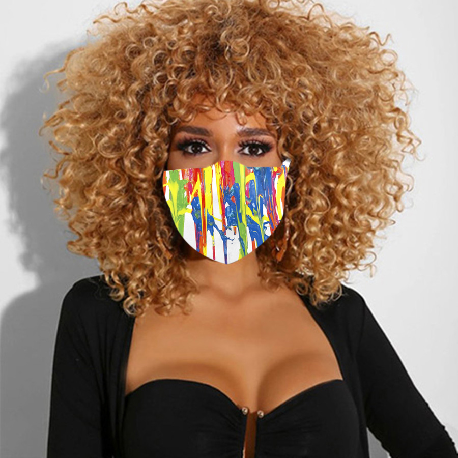 

Lovely Casual Splash Ink Print Multicolor Face Mask, Multi