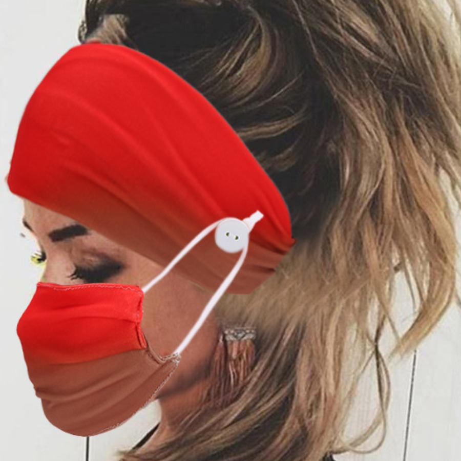 

Lovely Casual Gradient Red Face Mask And Headband Set