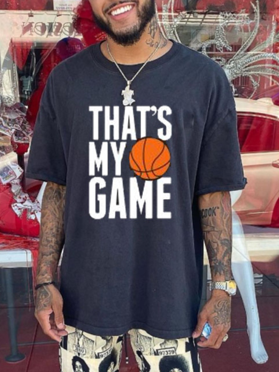 

Lovely Men Casual Ball Letter Print Black T-shirt