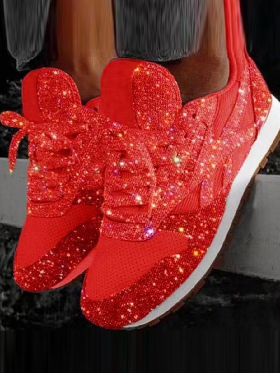 

Lovely Sporty Sequined Red Sneakers