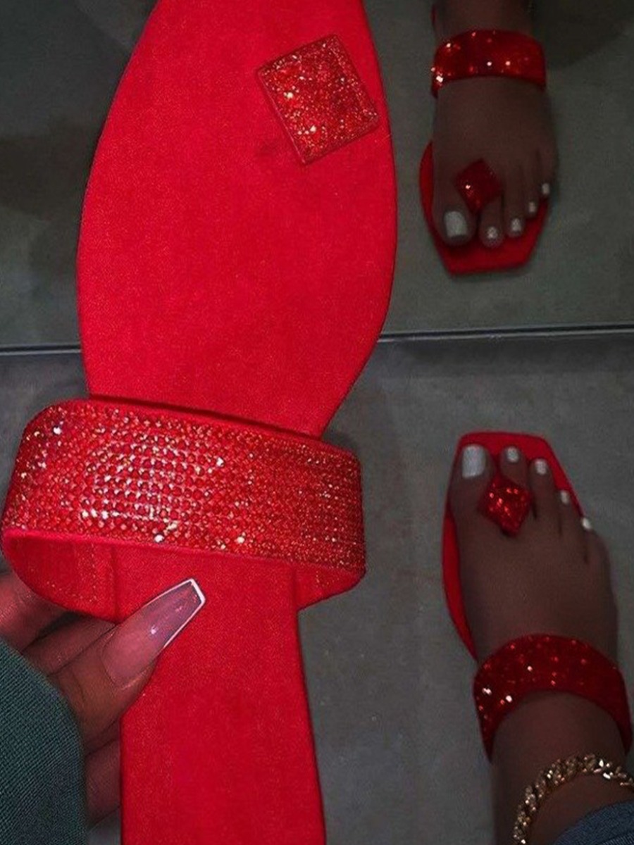 

LW Casual Square-toe Red Sandals