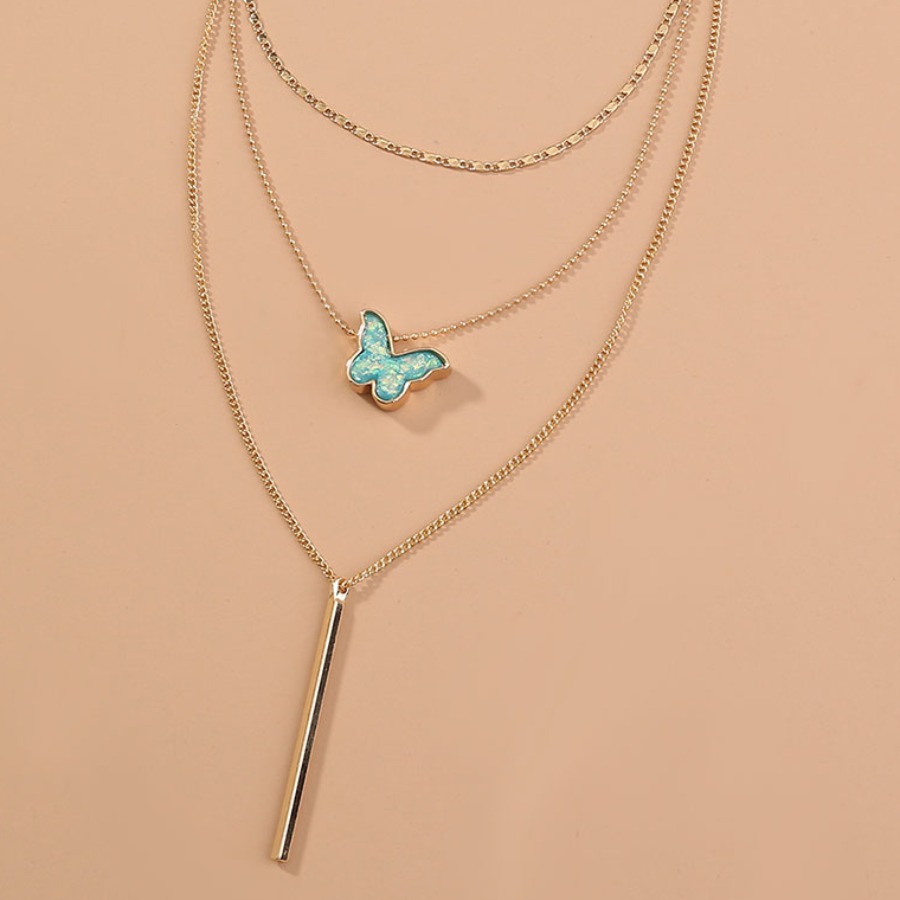 

Lovely Casual Butterfly Gold Multilayer Necklace