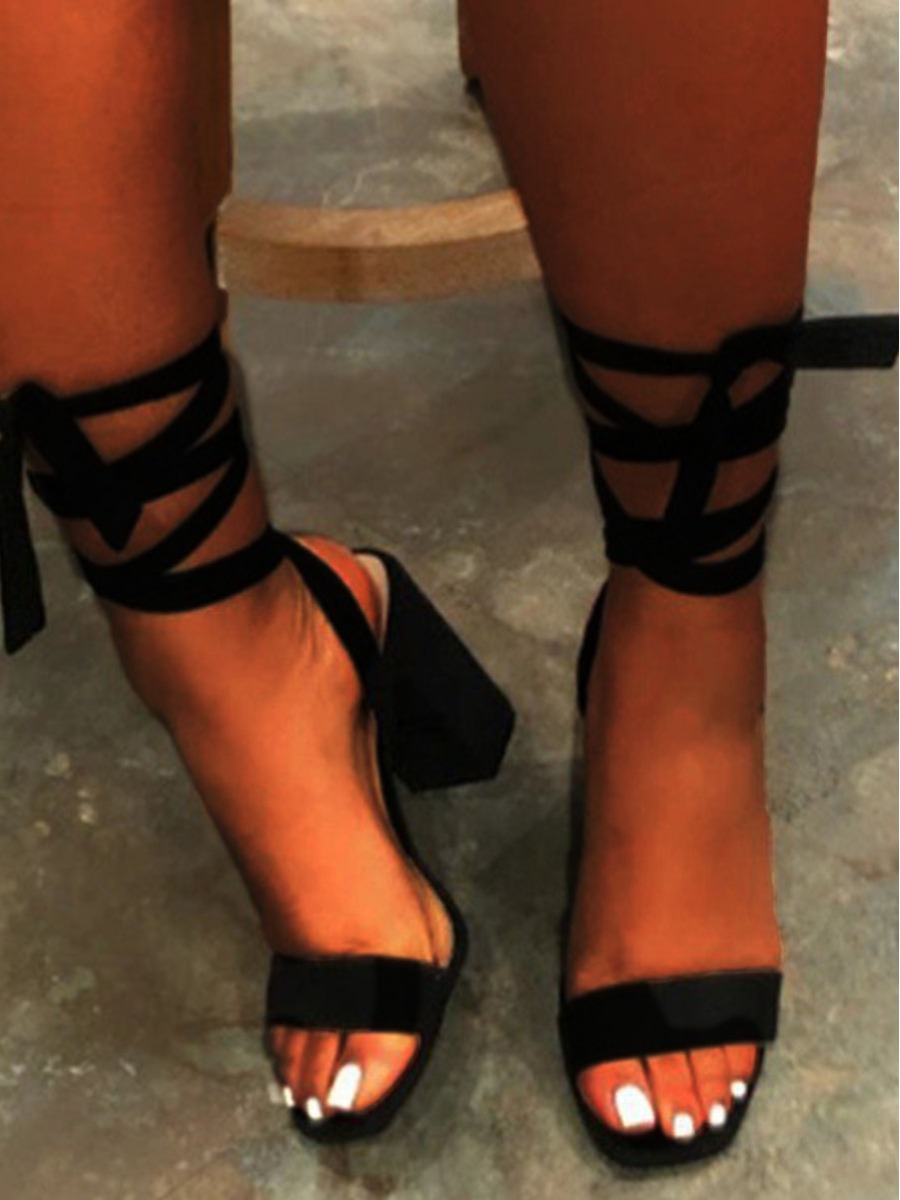 LW Casual Wrap Up Black Heels