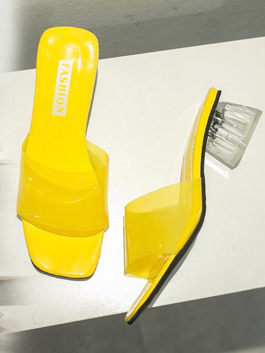 

Lovely Casual See-through Yellow Slippers