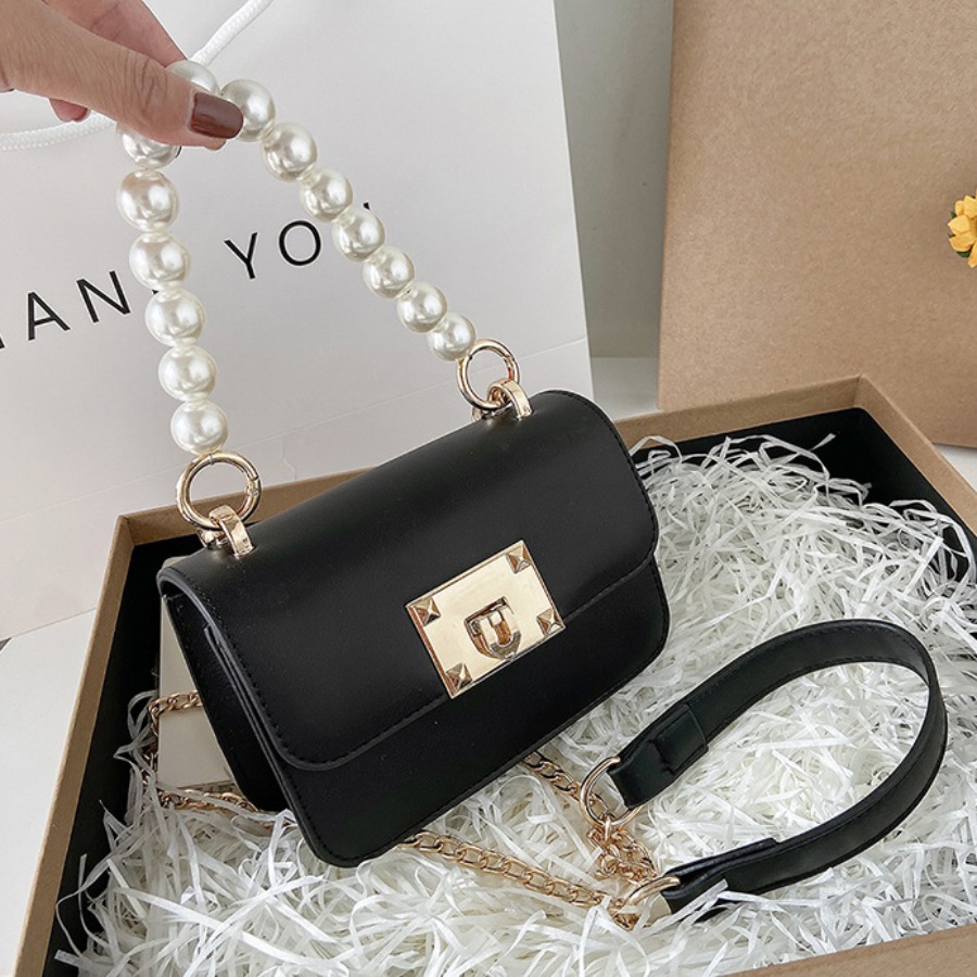 

Lovely Casual Chain Strap Pearl Decoration Black Crossbody Bags