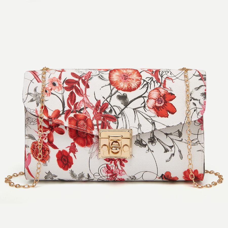 

Lovely Casual Floral Print Chain Strap White Crossbody Bags