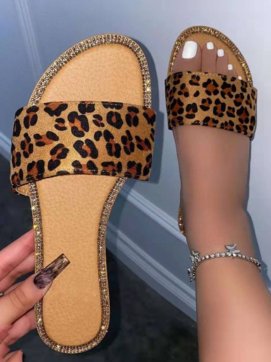 

LW BASICS Casual Leopard Print Round-toe Slippers