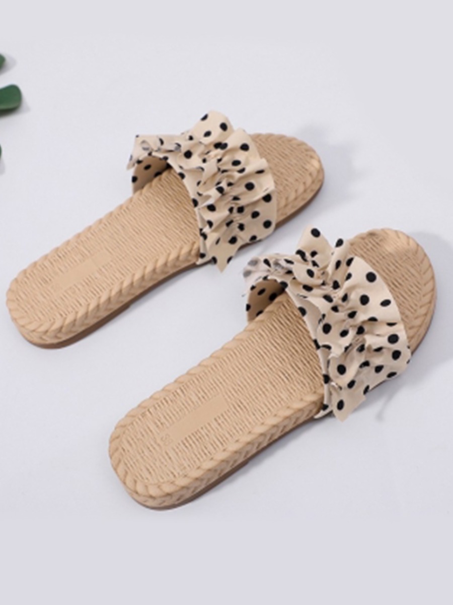 

Lovely Casual Dot Print Fold Design Apricot Slippers