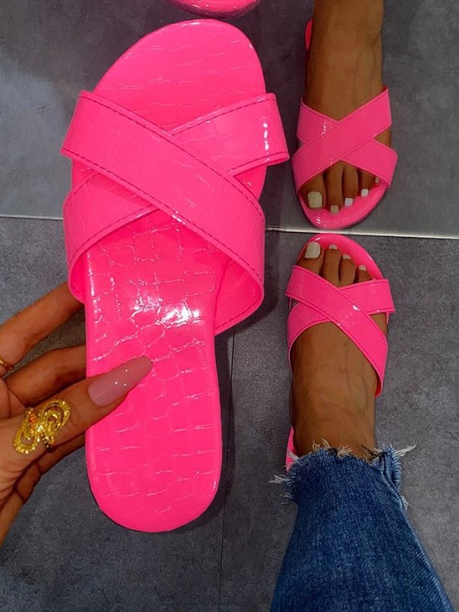 

Lovely Casual Criss Cross Pink Slippers