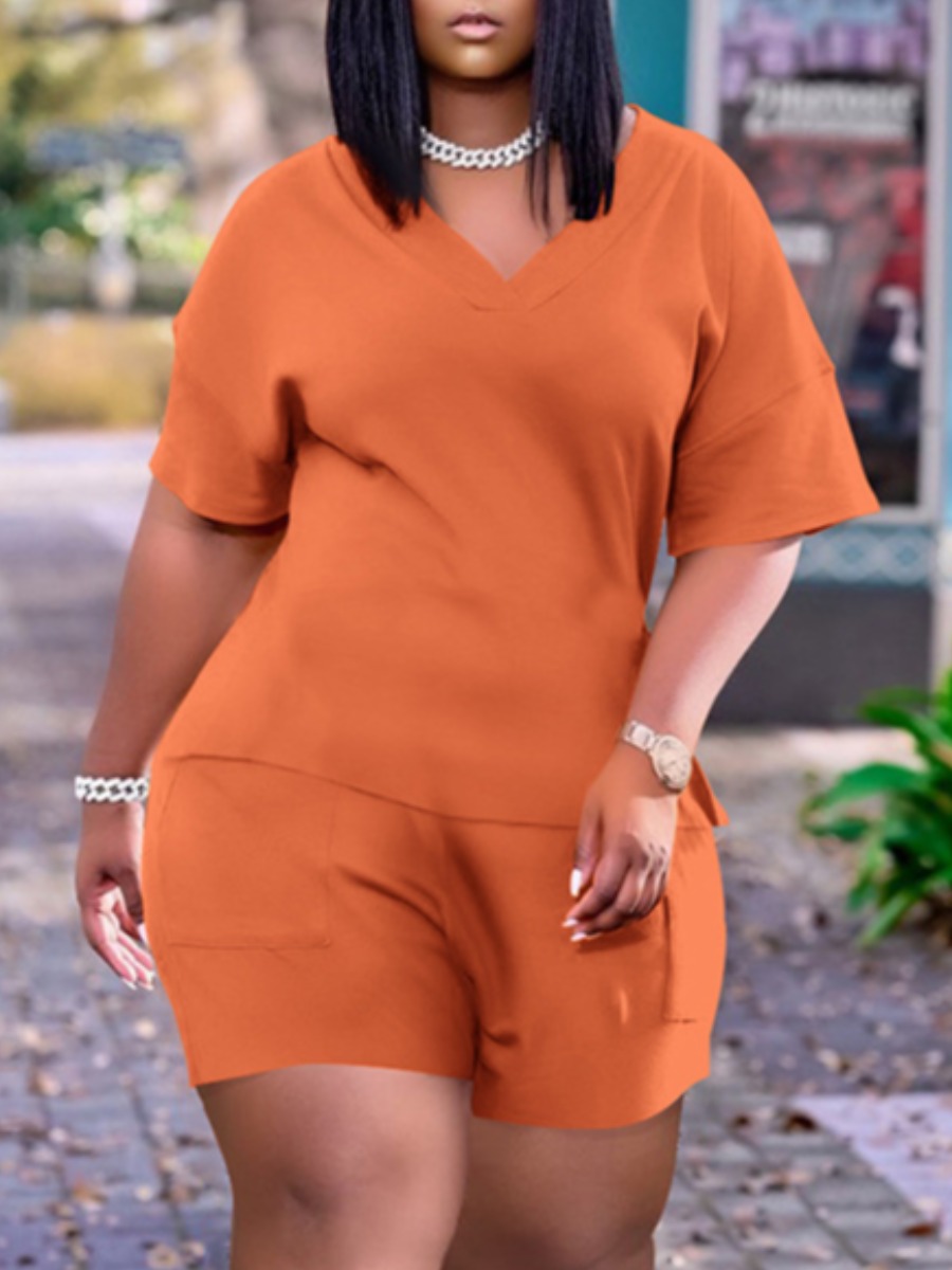 

Lovely Casual Dropped Shoulder Loose Croci Two Piece Shorts Set