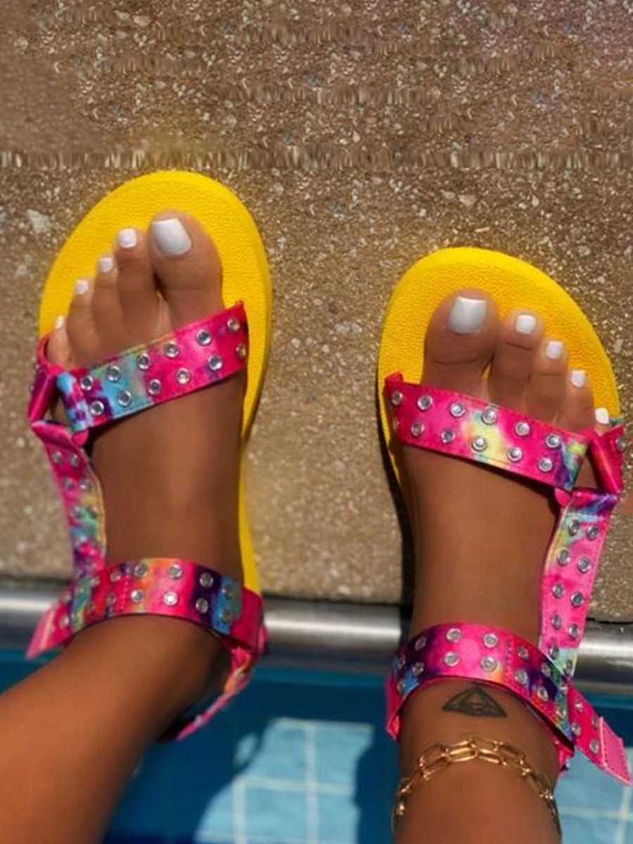 

Lovely Street Bandage Hollow-out Design Yellow Sandals