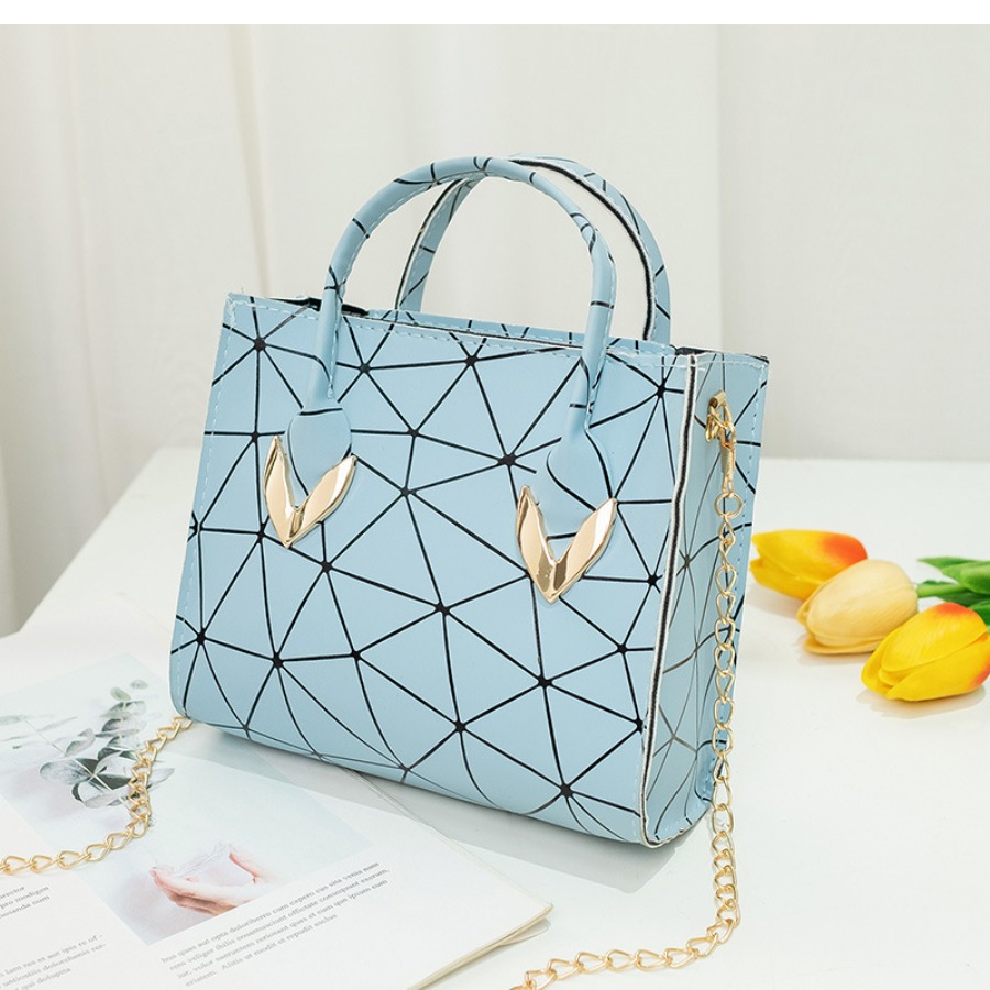 

LW Casual Geometric Print Chain Strap Blue Crossbody Bag