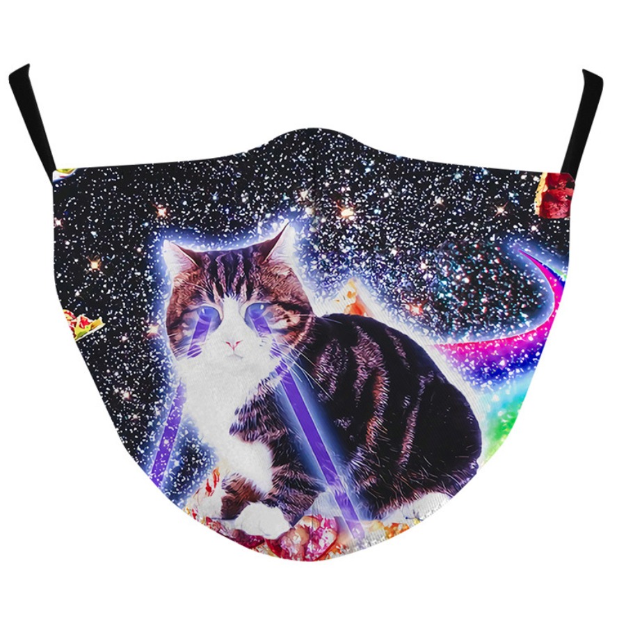 

Lovely Casual Cat Print Patchwork Black Face Mask