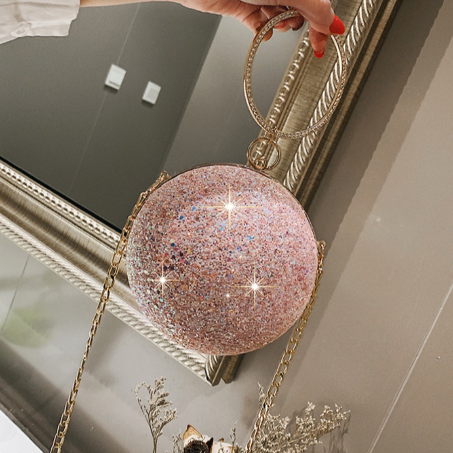 

Lovely Street Ball-shaped Chain Strap Pink Crossbody Bag