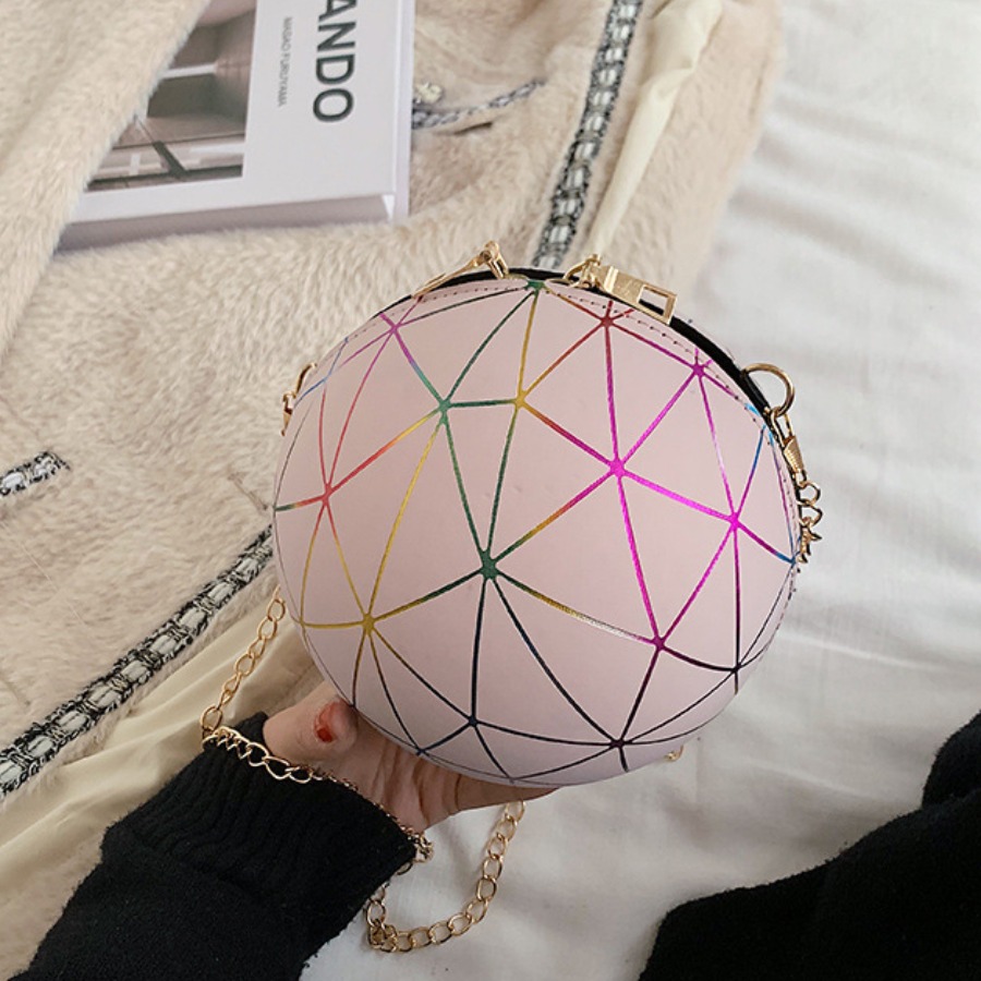 

Lovely Street Ball-shaped Geometric Print Pink Crossbody Bag