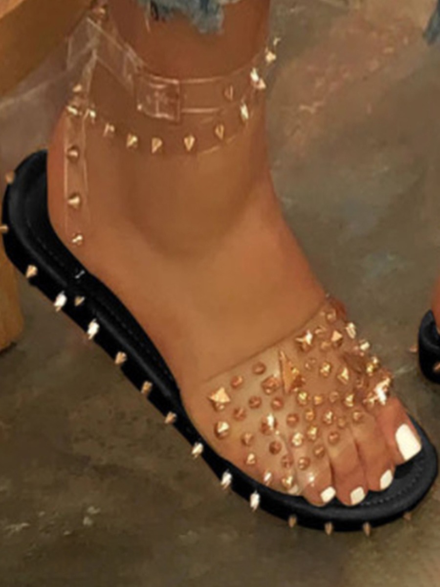 

LW Casual Rivet Decoration Black Sandals