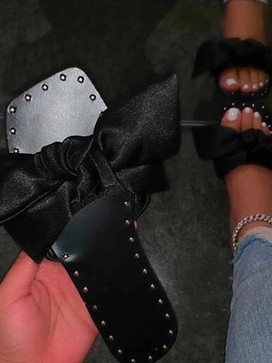 

LW Casual Bow-tie Decoration Black Slides