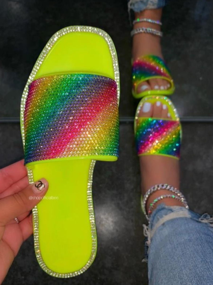 

Lovely Casual Sequined Tie-dye Green Slippers