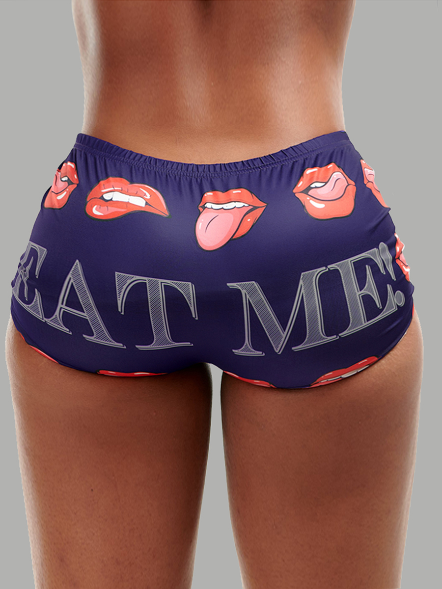 LW Lip Letter Print Shorts