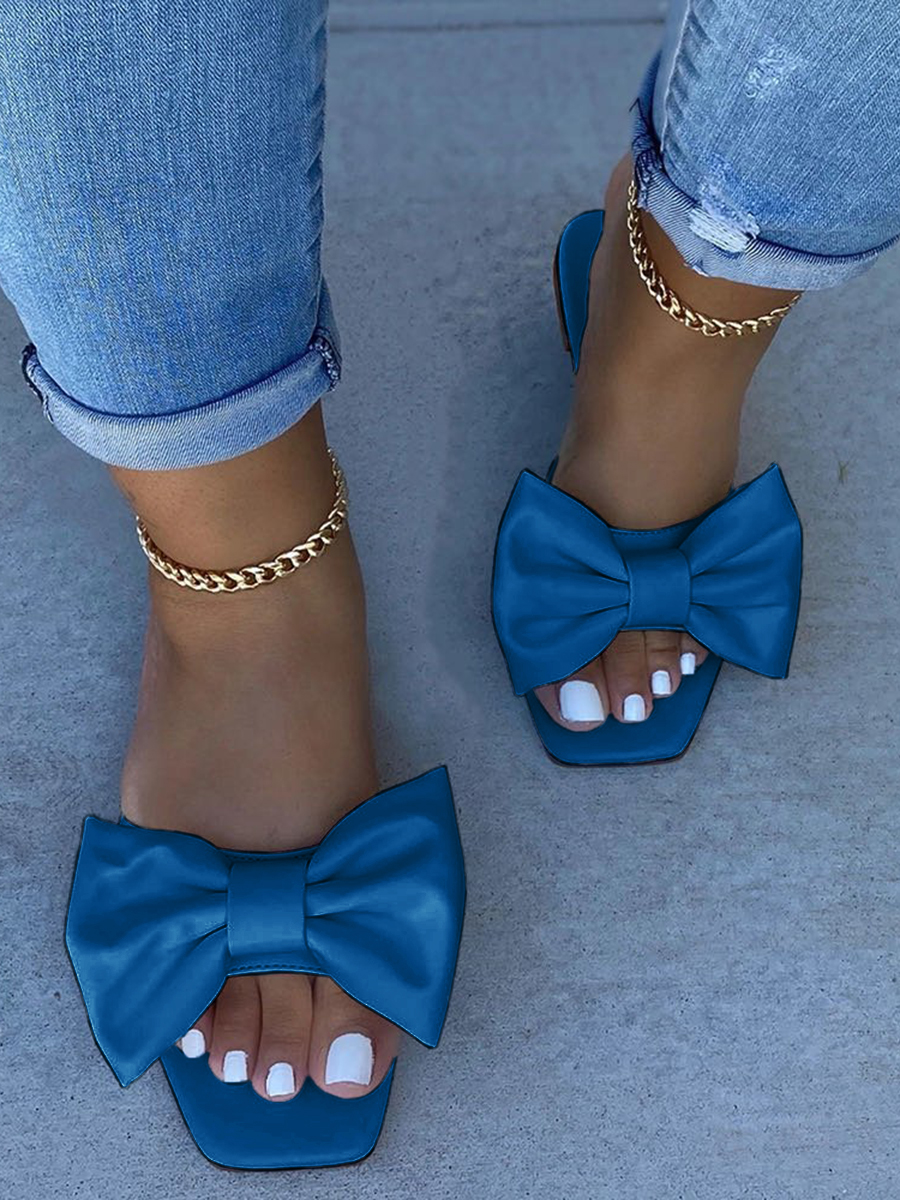 

LW Street Bow-tie Decoration Blue Slippers