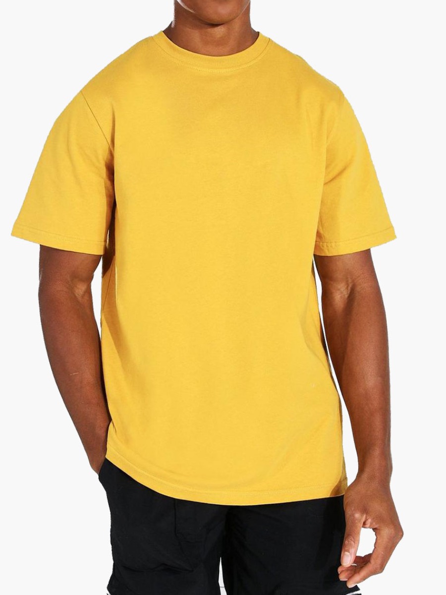 

Lovely Men Casual O Neck Regular Yellow T-shirt