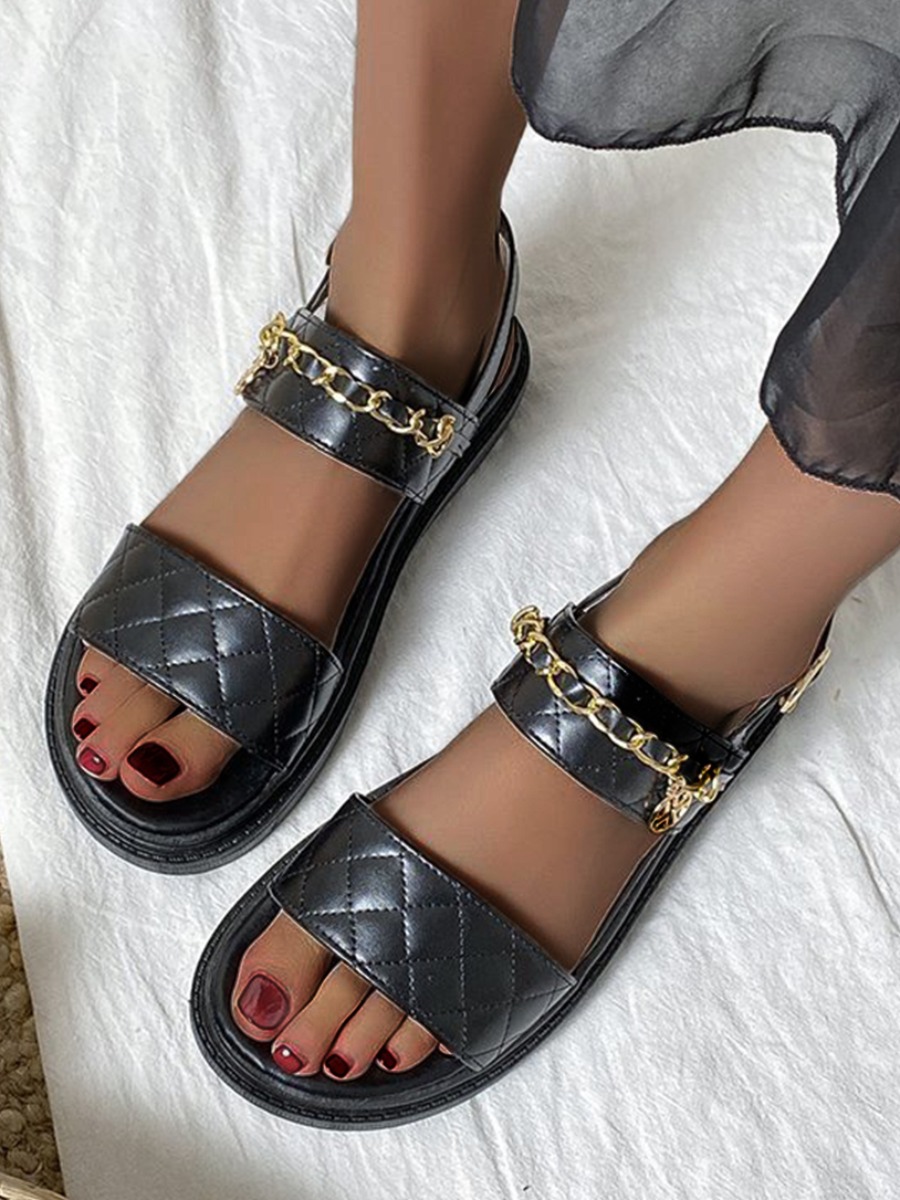 

Lovely Casual Chain Decoration Black Sandals