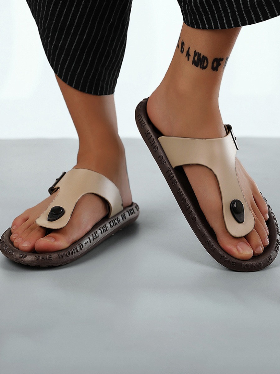 

Lovely Men Casual Round-toe Khaki Slippers