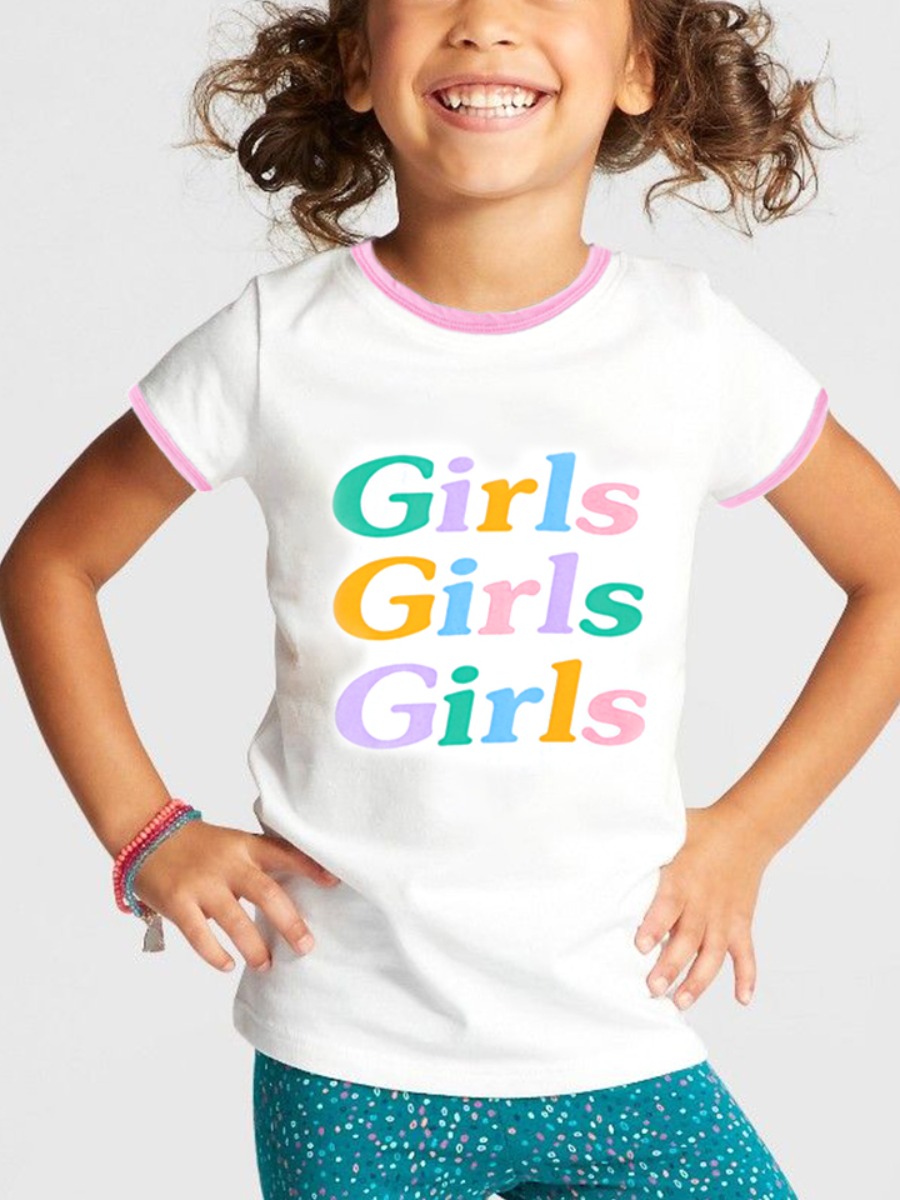 

Lovely Gilr Casual O Neck Letter Print White T-shirt