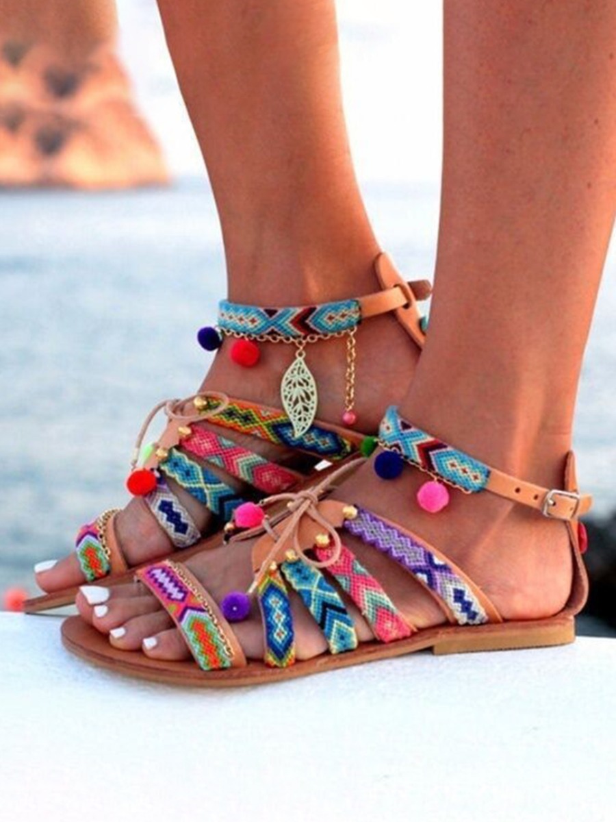 

Lovely Street Chain Bandage Design Multicolor Sandals, Multi