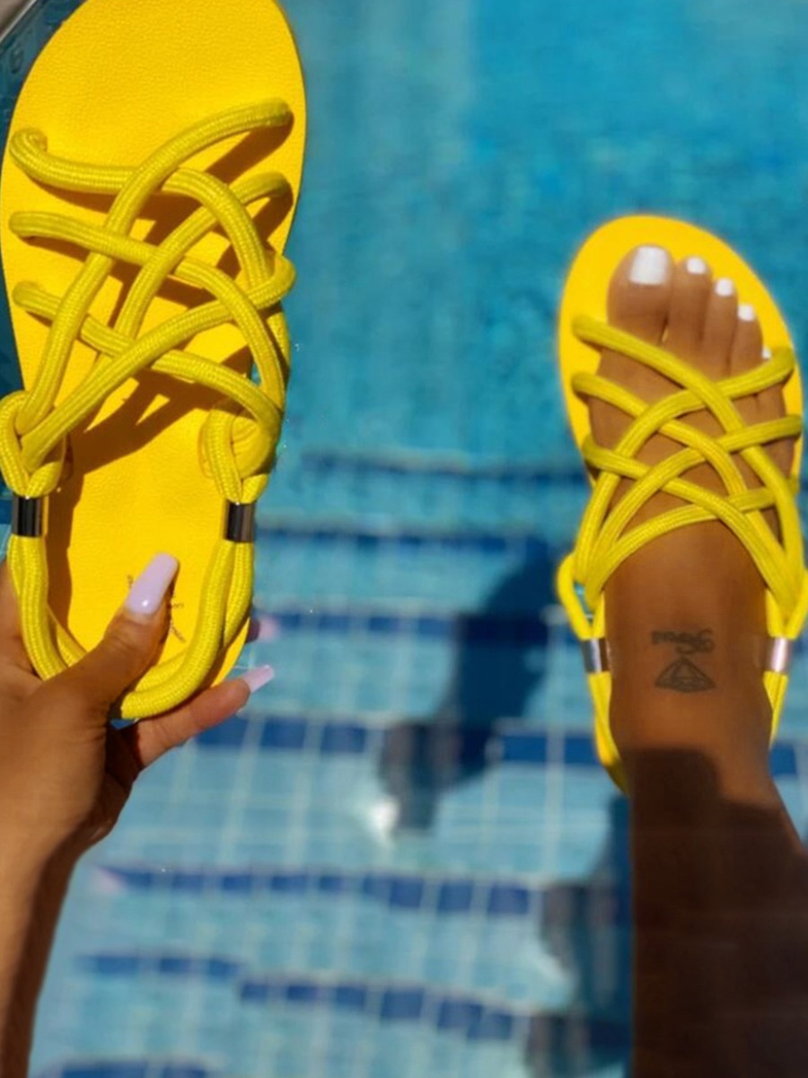 LW Casual Bandage Design Yellow Sandals