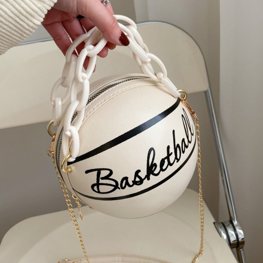 

Lovely Street Letter Print Chain Strap White Crossbody Bag