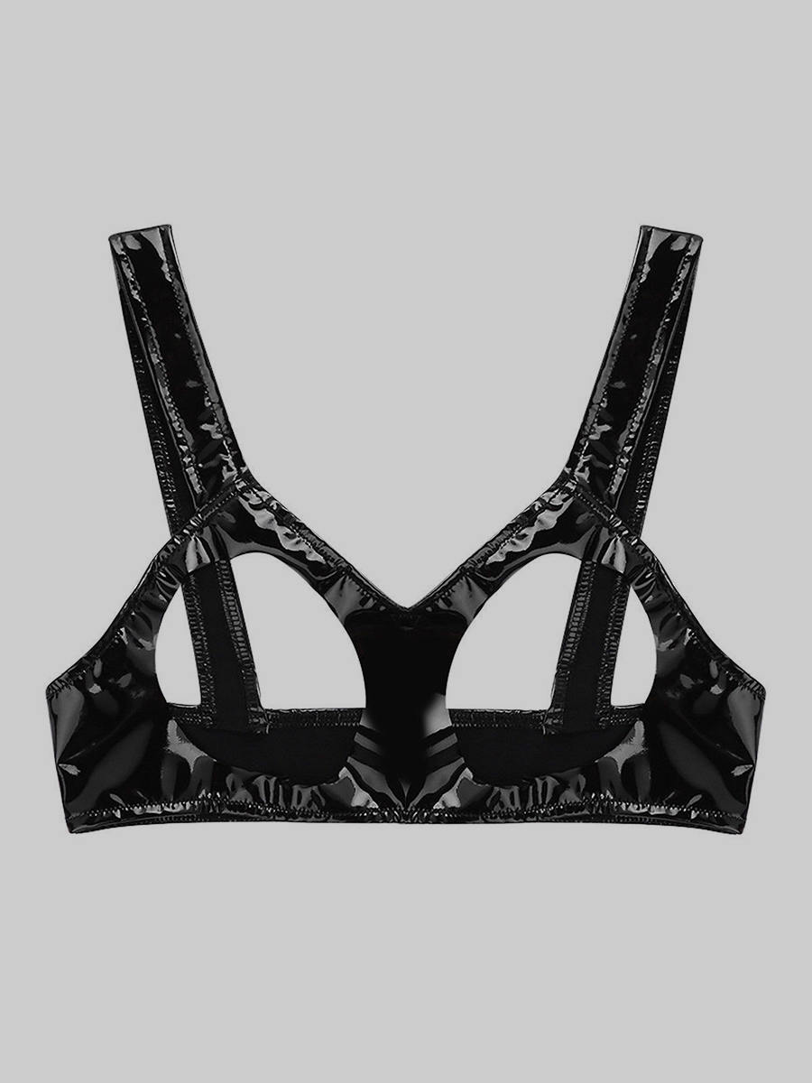 

LW SXY V Neck Hollow-out Black Bra