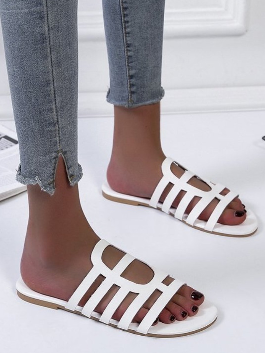 

Lovely Casual Hollow-out White Slippers